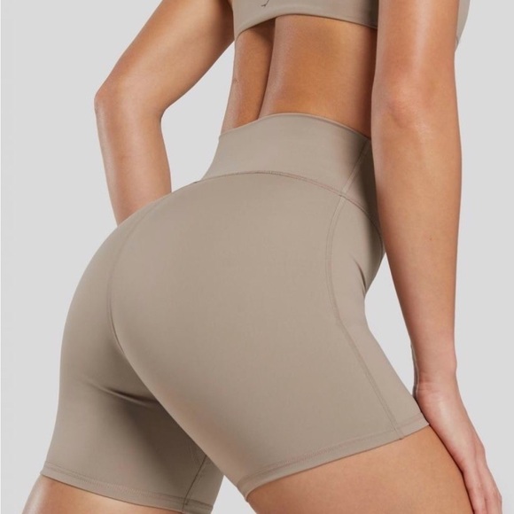 Gymshark Pants - Gymshark Women's Beige High-Waisted Shorts